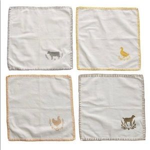Creative Co-Op Square Cotton Farm Animal Napkins Neutral Rustic Farmhouse New